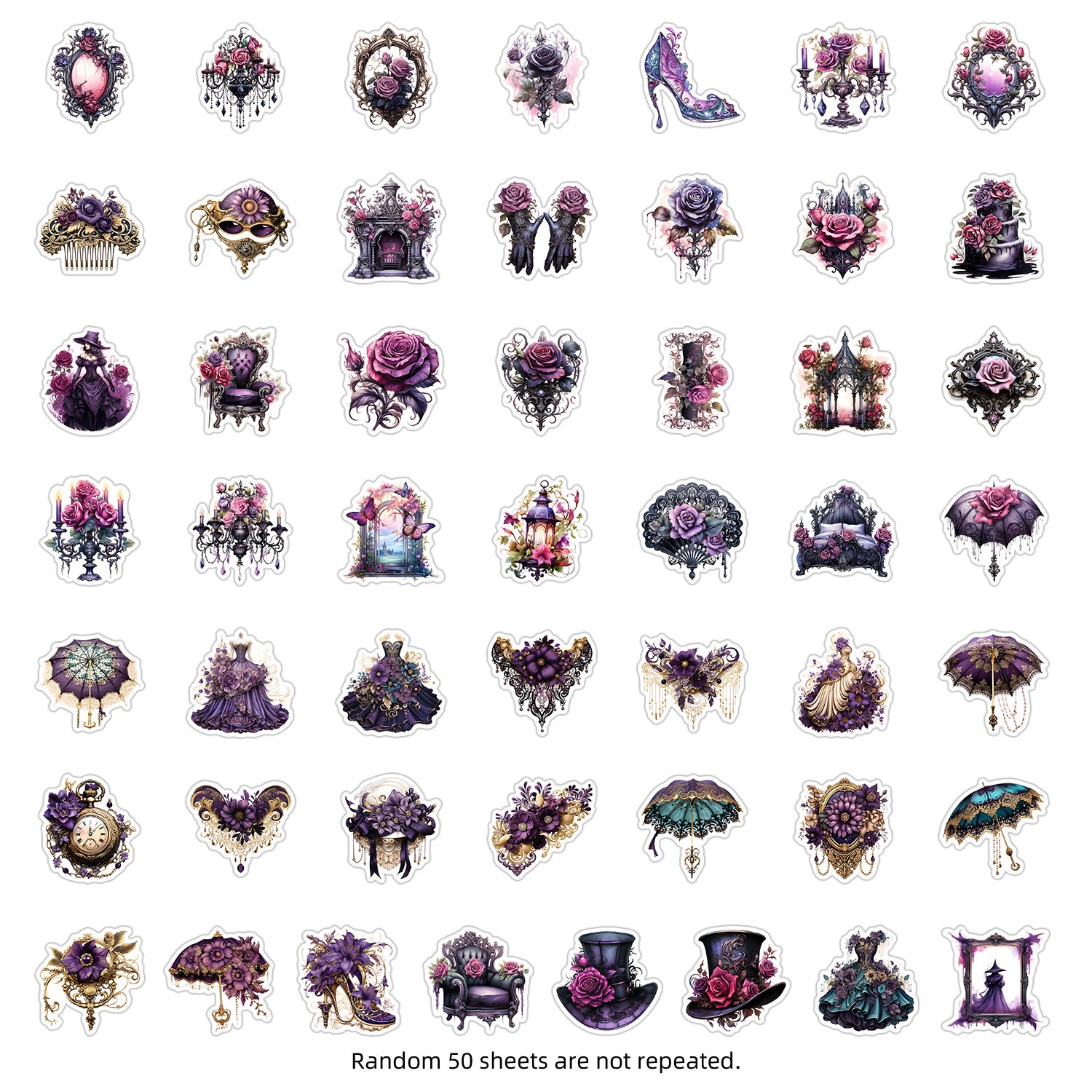 Wholesale  50 Gothic Watercolor Paper-Cut Graffiti Stickers Water Cup